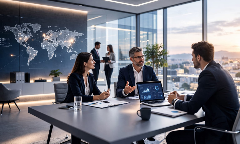 People discussing inside an office